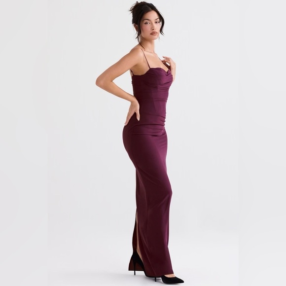 House of CB Lani Merlot Corset Maxi Dress Red - Picture 6 of 16